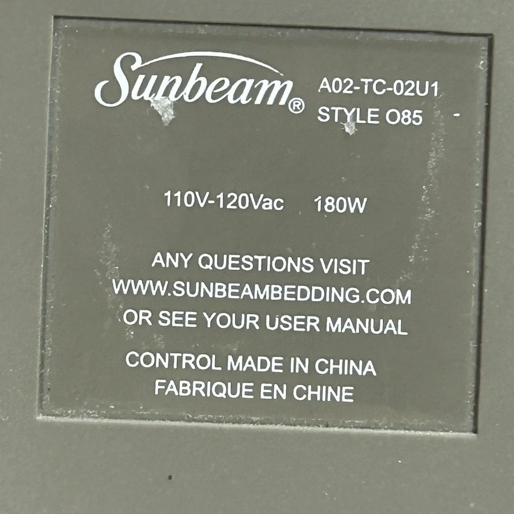 Sunbeam A02-TC-02U1 085 Heating Electric Blanket‎ 3-Prong Controller